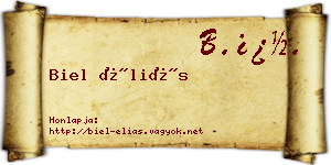 Biel Éliás névjegykártya